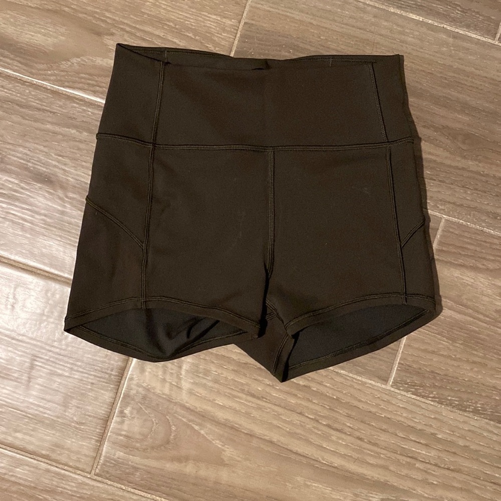Lululemon • Dark Olive • In Movement Shorts • 2.5” inseam size 4